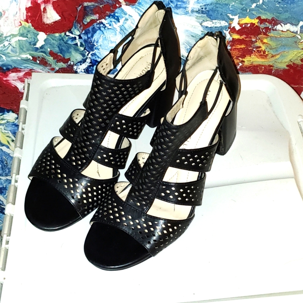 Andrew Geller Estee Perforated Strappy 3” Heels Women's sz 9½M